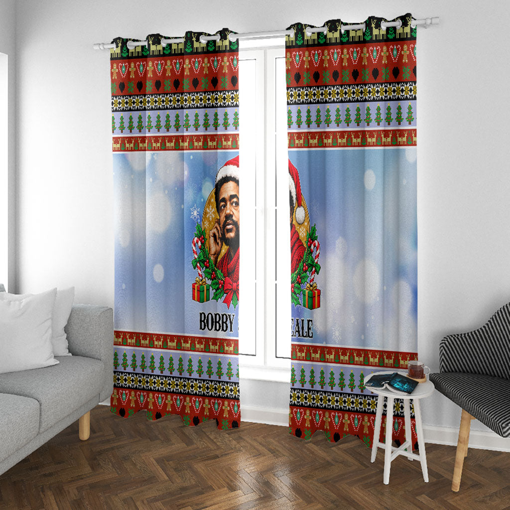Bobby Seale Christmas Window Curtain Retro Ugly Christmas Pattern Festive Activist Portrait