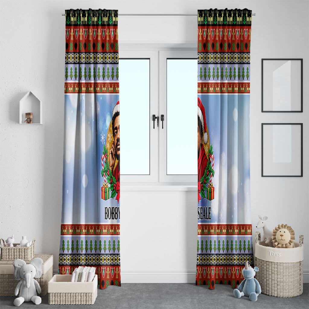 Bobby Seale Christmas Window Curtain Retro Ugly Christmas Pattern Festive Activist Portrait