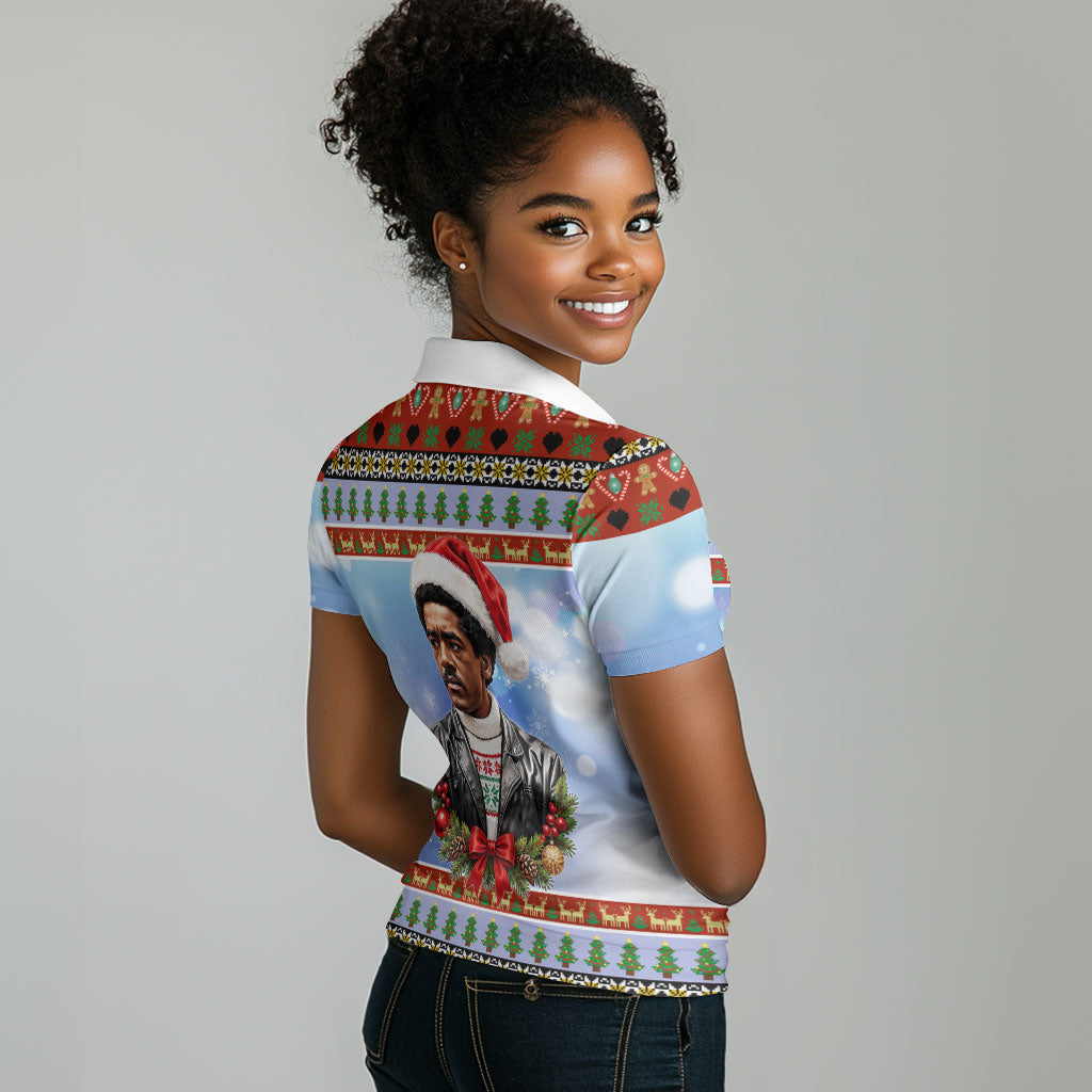 Bobby Seale Christmas Women Polo Shirt Retro Ugly Christmas Pattern Festive Activist Portrait