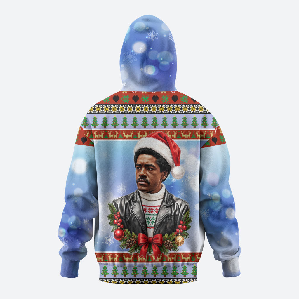 Bobby Seale Christmas Zip Hoodie Retro Ugly Christmas Pattern Festive Activist Portrait