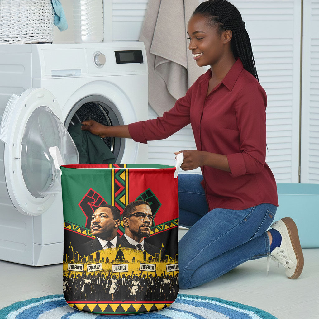 Martin Luther King Jr And Malcolm X Laundry Basket Civil Rights Leaders - Black History Equality Freedom March