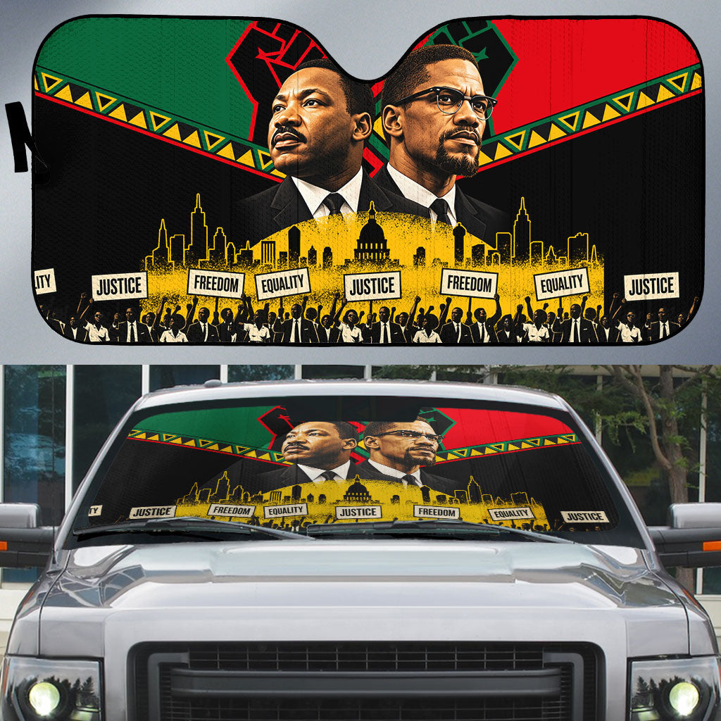 Martin Luther King Jr And Malcolm X Auto Sun Shade Civil Rights Leaders ...