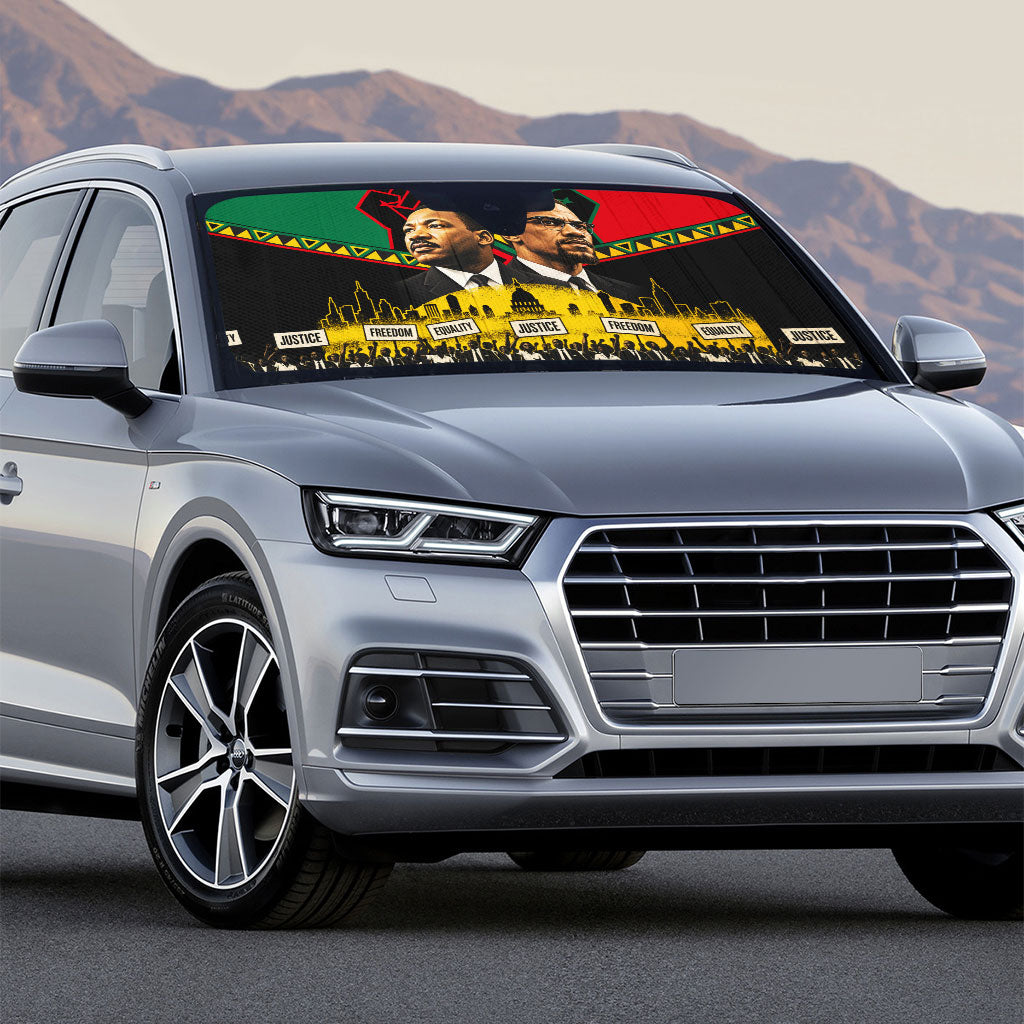 Martin Luther King Jr And Malcolm X Auto Sun Shade Civil Rights Leaders - Black History Equality Freedom March
