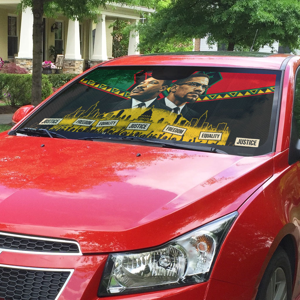 Martin Luther King Jr And Malcolm X Auto Sun Shade Civil Rights Leaders - Black History Equality Freedom March