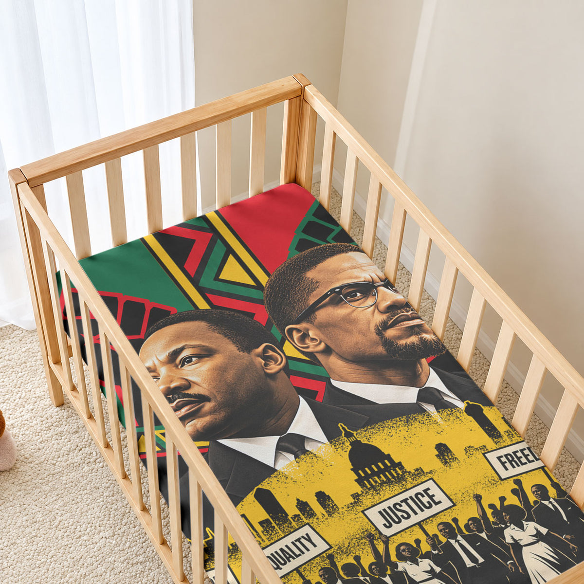Martin Luther King Jr And Malcolm X Baby Bed Cover Civil Rights Leaders - Black History Equality Freedom March
