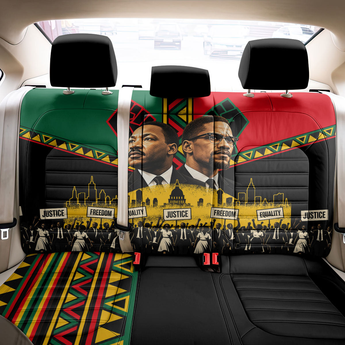 Martin Luther King Jr And Malcolm X Back Car Seat Cover Civil Rights Leaders - Black History Equality Freedom March