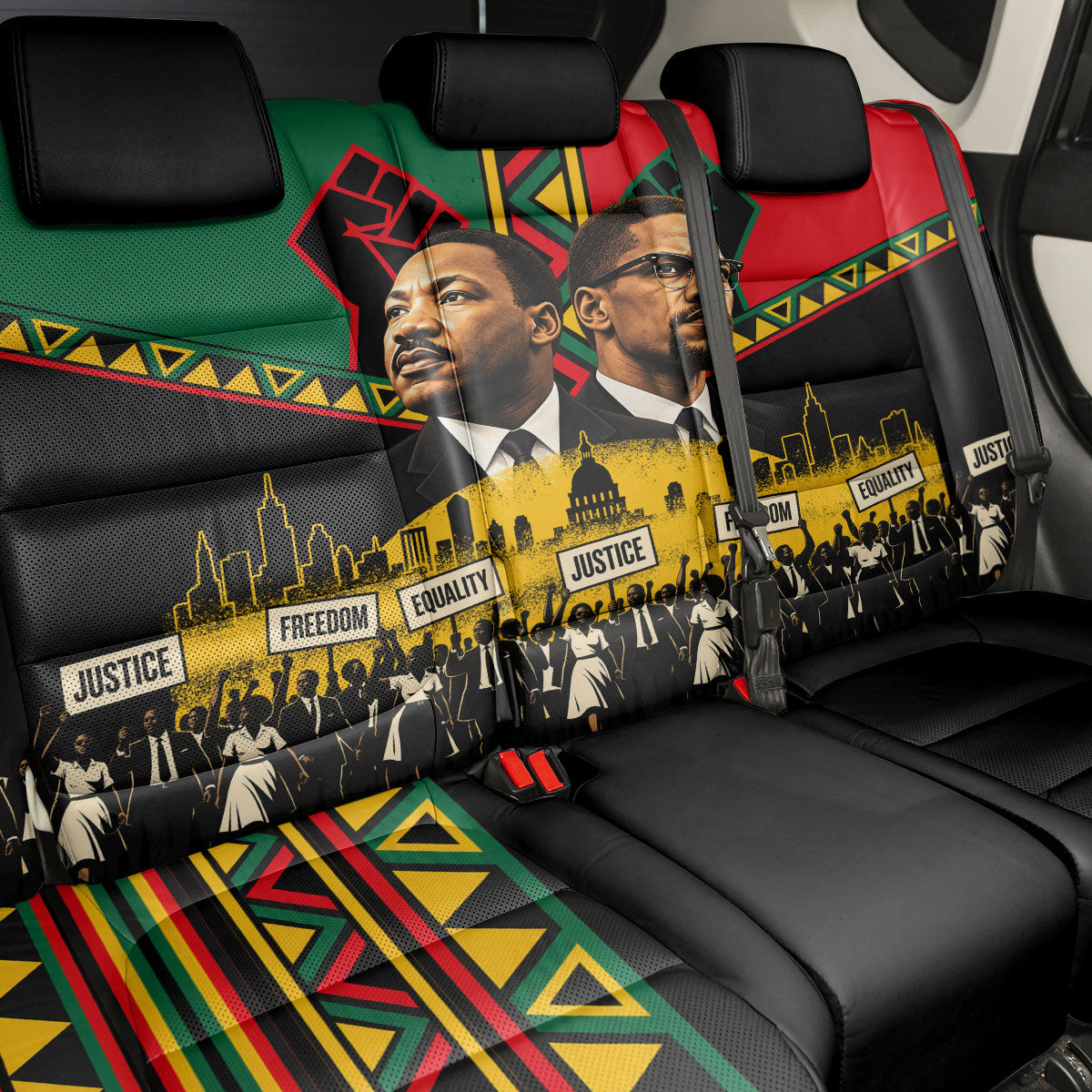 Martin Luther King Jr And Malcolm X Back Car Seat Cover Civil Rights Leaders - Black History Equality Freedom March