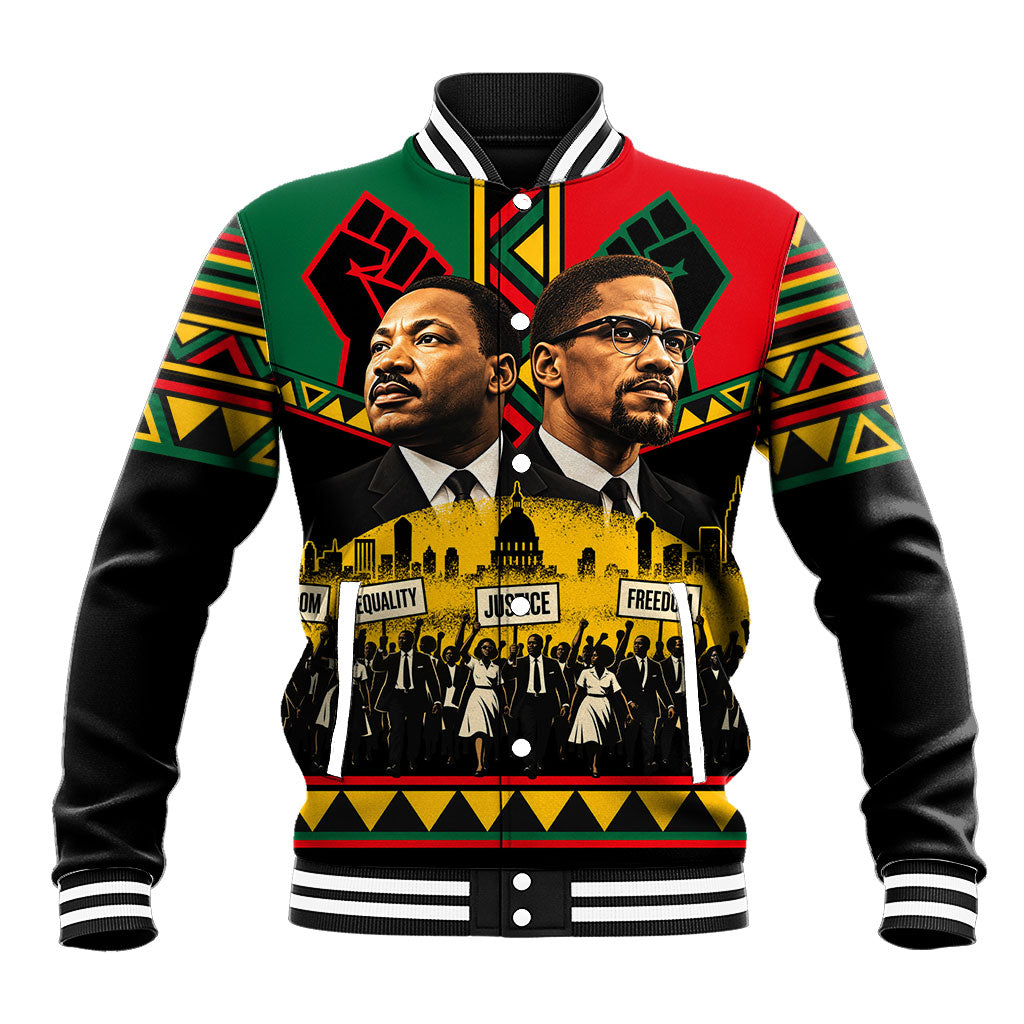 Martin Luther King Jr And Malcolm X Baseball Jacket Civil Rights Leaders - Black History Equality Freedom March