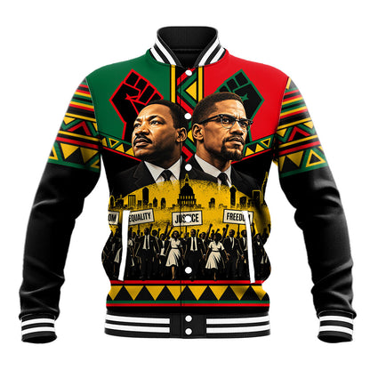 Martin Luther King Jr And Malcolm X Baseball Jacket Civil Rights Leaders - Black History Equality Freedom March