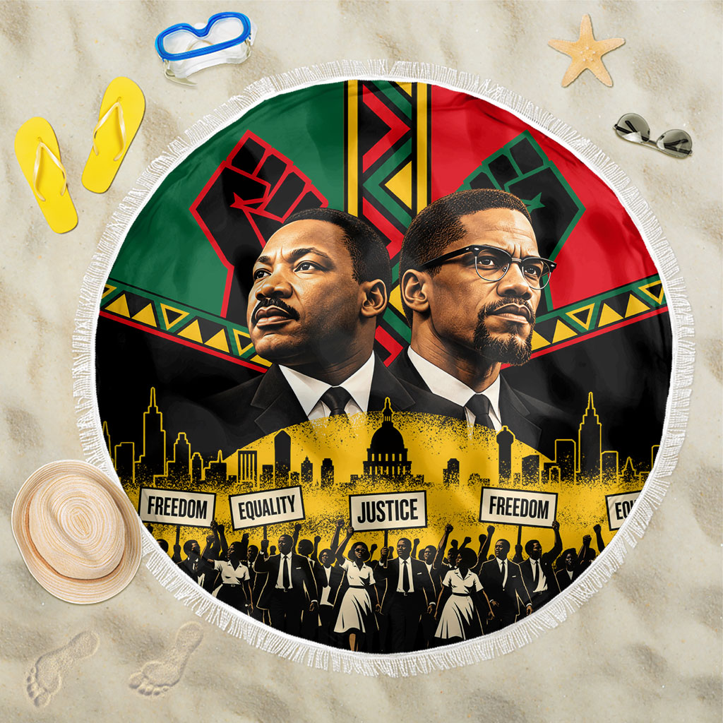 Martin Luther King Jr And Malcolm X Beach Blanket Civil Rights Leaders - Black History Equality Freedom March