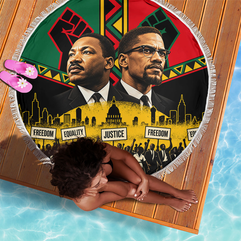 Martin Luther King Jr And Malcolm X Beach Blanket Civil Rights Leaders - Black History Equality Freedom March