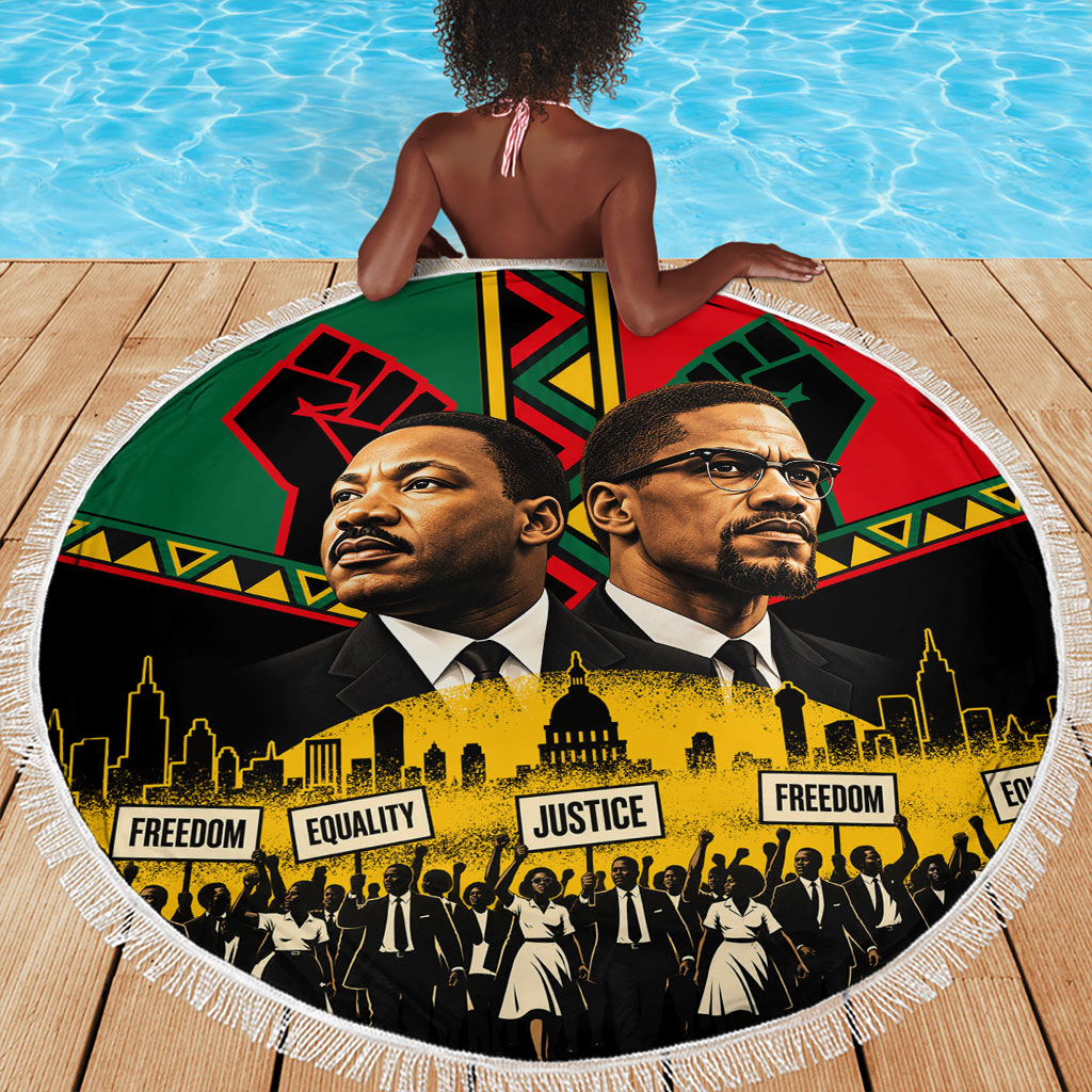 Martin Luther King Jr And Malcolm X Beach Blanket Civil Rights Leaders - Black History Equality Freedom March