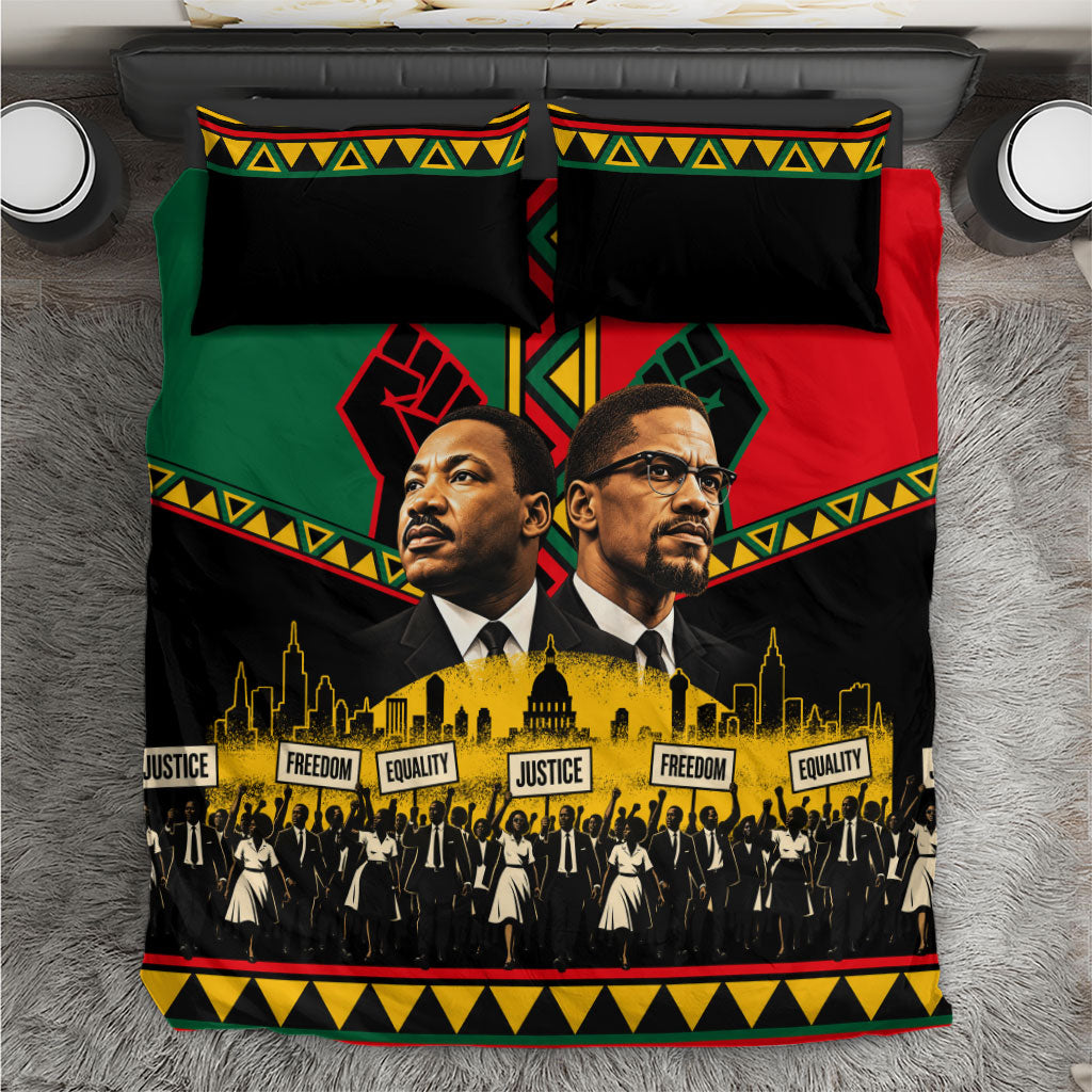 Martin Luther King Jr And Malcolm X Bedding Set Civil Rights Leaders - Black History Equality Freedom March