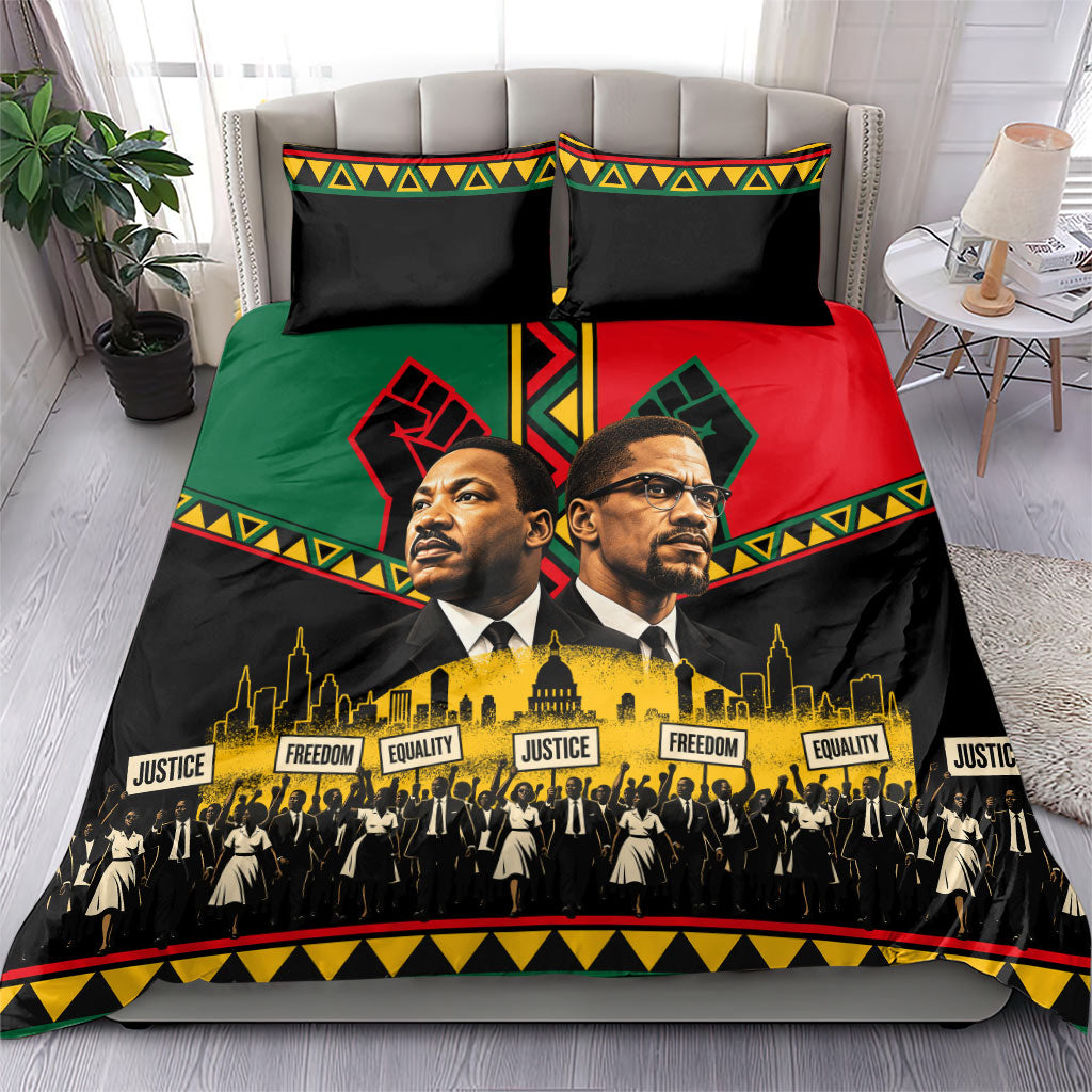 Martin Luther King Jr And Malcolm X Bedding Set Civil Rights Leaders - Black History Equality Freedom March