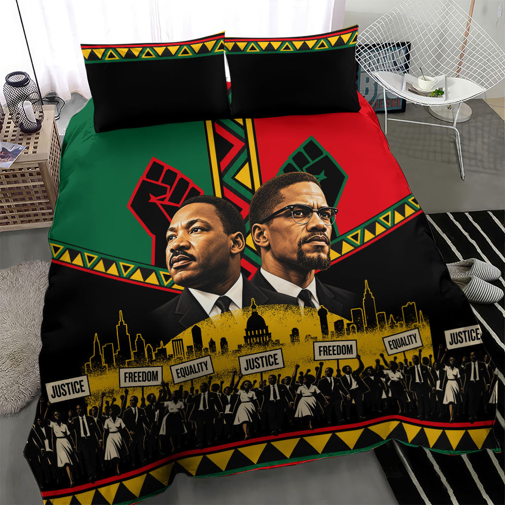 Martin Luther King Jr And Malcolm X Bedding Set Civil Rights Leaders - Black History Equality Freedom March