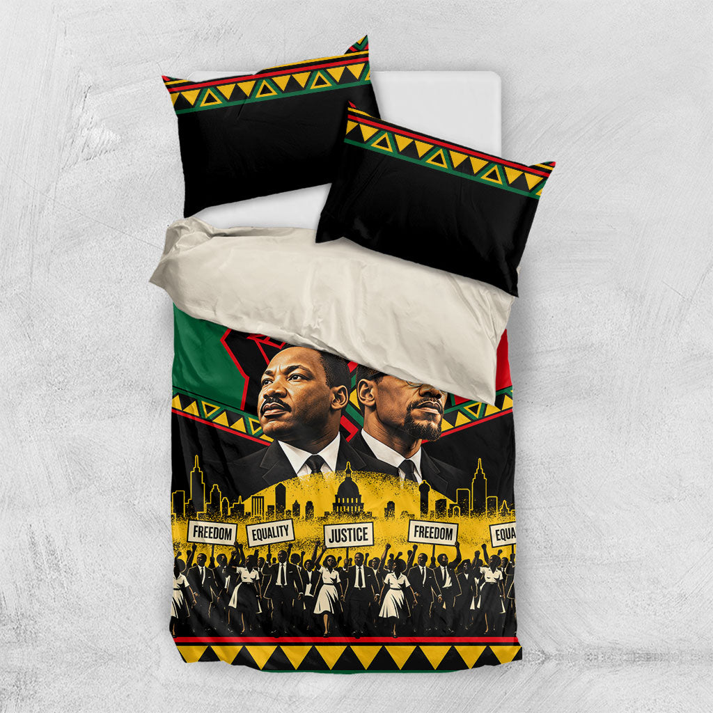 Martin Luther King Jr And Malcolm X Bedding Set Civil Rights Leaders - Black History Equality Freedom March
