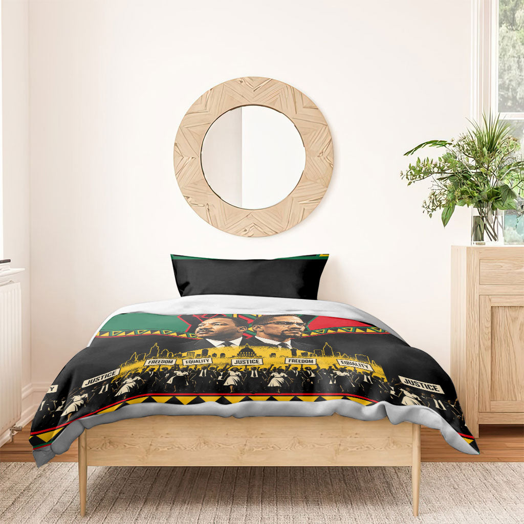 Martin Luther King Jr And Malcolm X Bedding Set Civil Rights Leaders - Black History Equality Freedom March