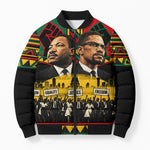 Martin Luther King Jr And Malcolm X Bomber Puffer Jacket Civil Rights Leaders - Black History Equality Freedom March