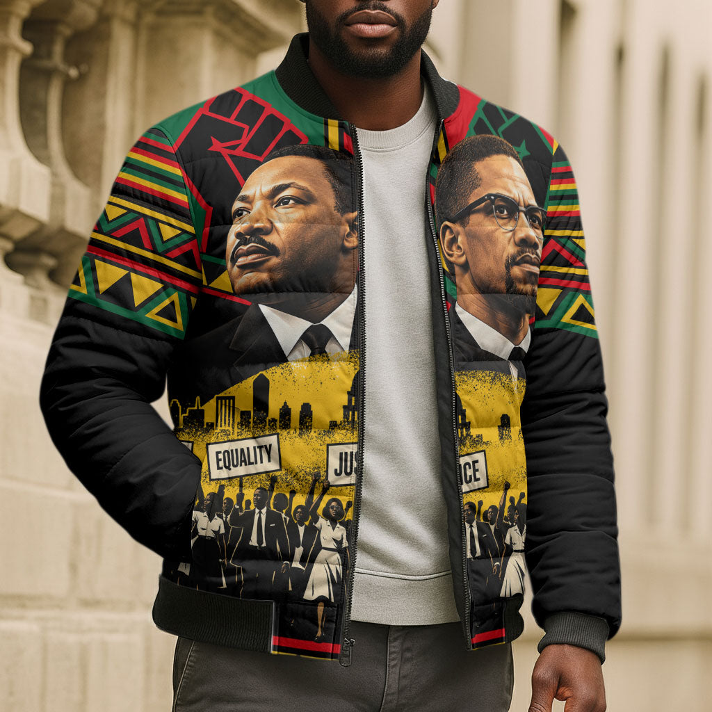 Martin Luther King Jr And Malcolm X Bomber Puffer Jacket Civil Rights ...