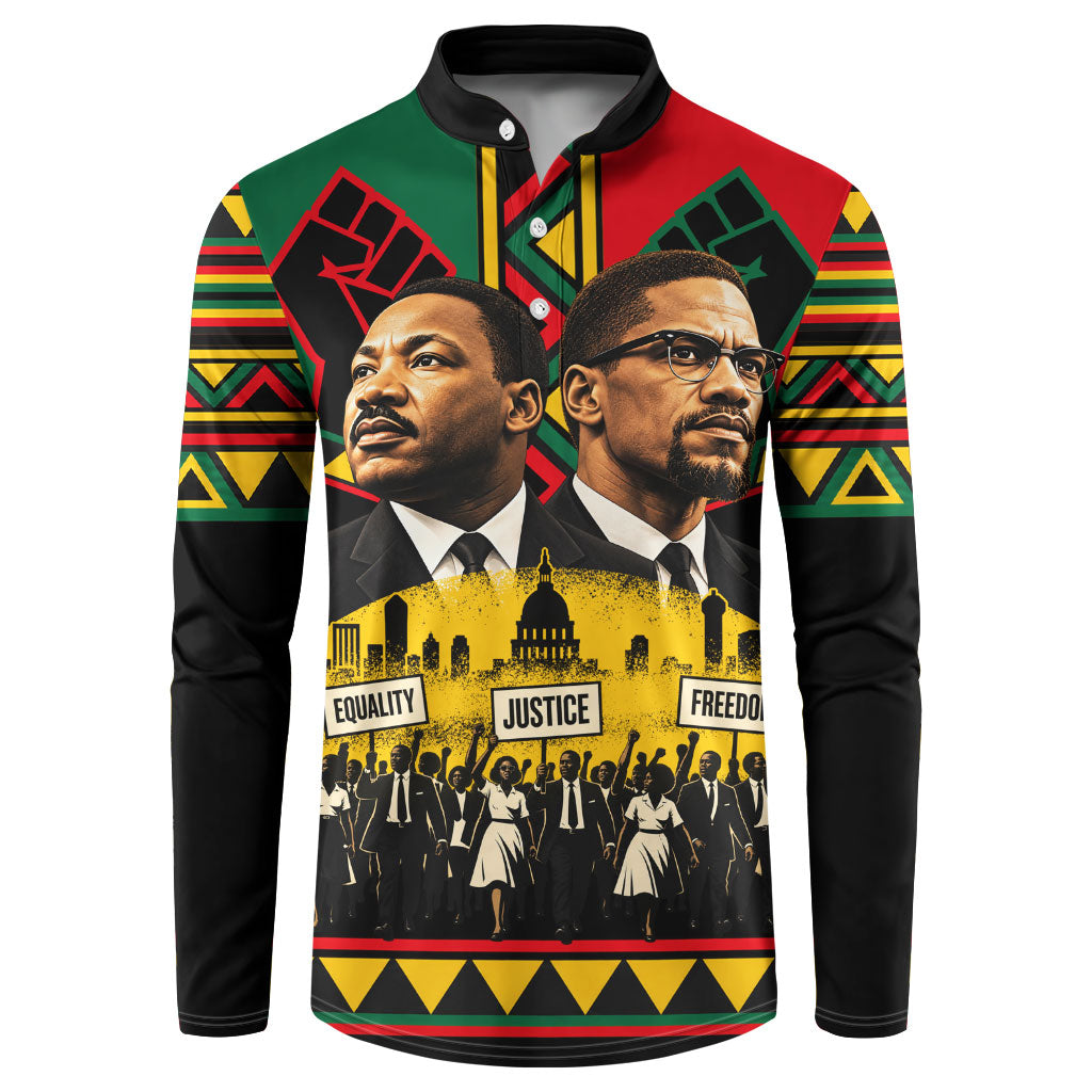 Martin Luther King Jr And Malcolm X Button Sweatshirt Civil Rights Leaders - Black History Equality Freedom March