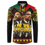 Martin Luther King Jr And Malcolm X Button Sweatshirt Civil Rights Leaders - Black History Equality Freedom March