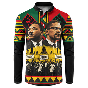 Martin Luther King Jr And Malcolm X Button Sweatshirt Civil Rights Leaders - Black History Equality Freedom March