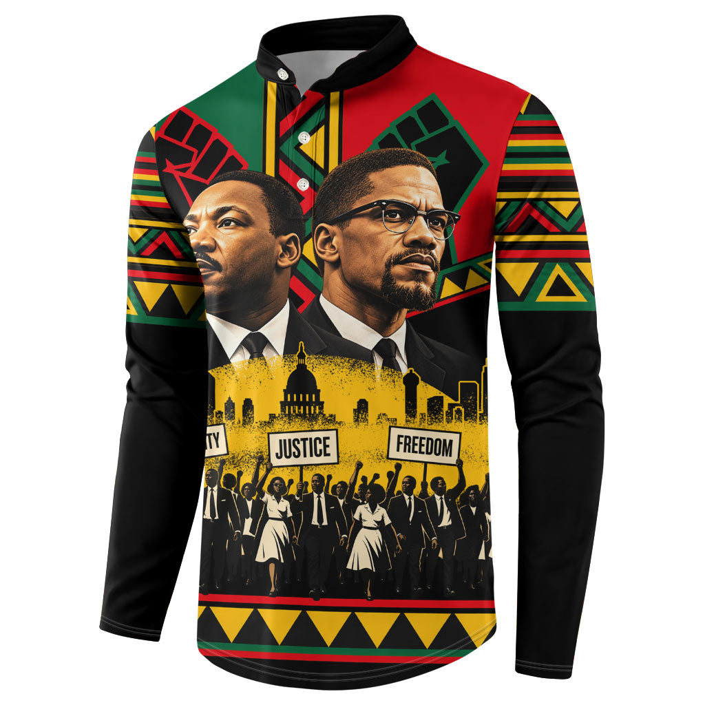 Martin Luther King Jr And Malcolm X Button Sweatshirt Civil Rights Leaders - Black History Equality Freedom March