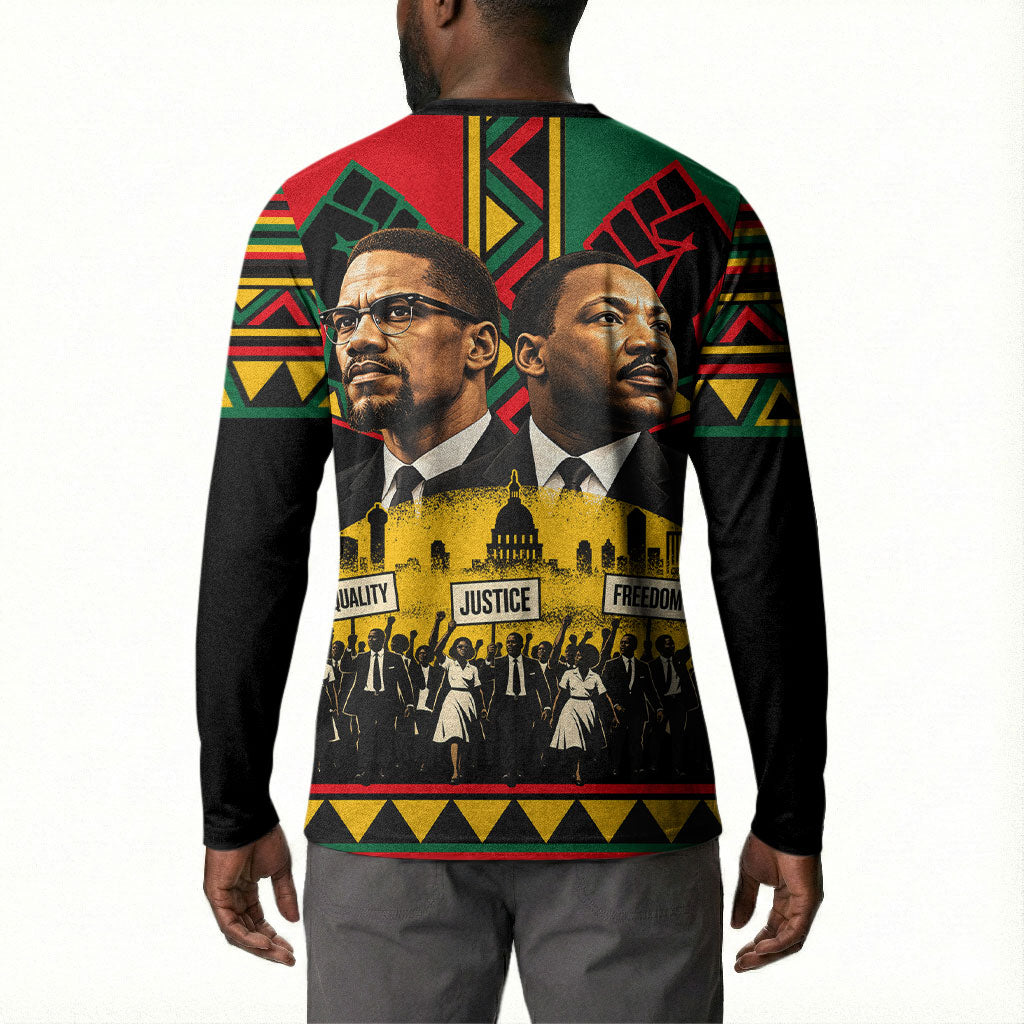 Martin Luther King Jr And Malcolm X Button Sweatshirt Civil Rights Leaders - Black History Equality Freedom March