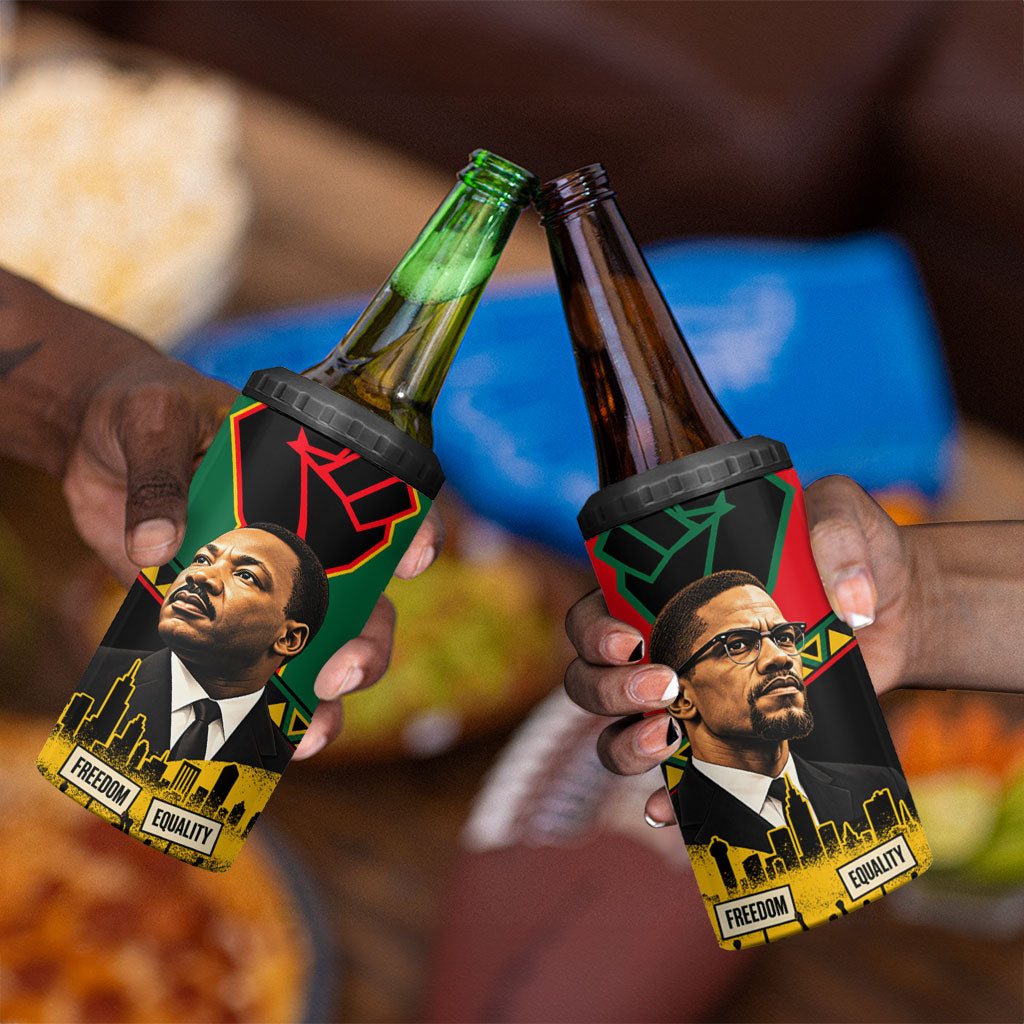 Martin Luther King Jr And Malcolm X 4 in 1 Can Cooler Tumbler Civil Rights Leaders - Black History Equality Freedom March