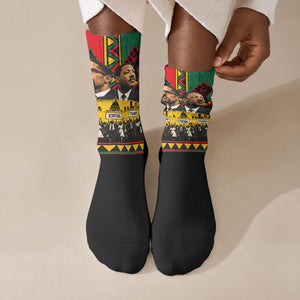 Martin Luther King Jr And Malcolm X Crew Socks Civil Rights Leaders - Black History Equality Freedom March