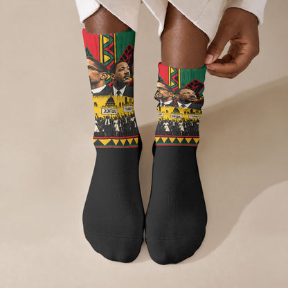 Martin Luther King Jr And Malcolm X Crew Socks Civil Rights Leaders - Black History Equality Freedom March