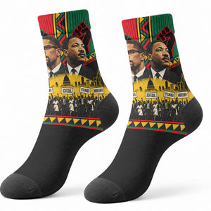 Martin Luther King Jr And Malcolm X Crew Socks Civil Rights Leaders - Black History Equality Freedom March