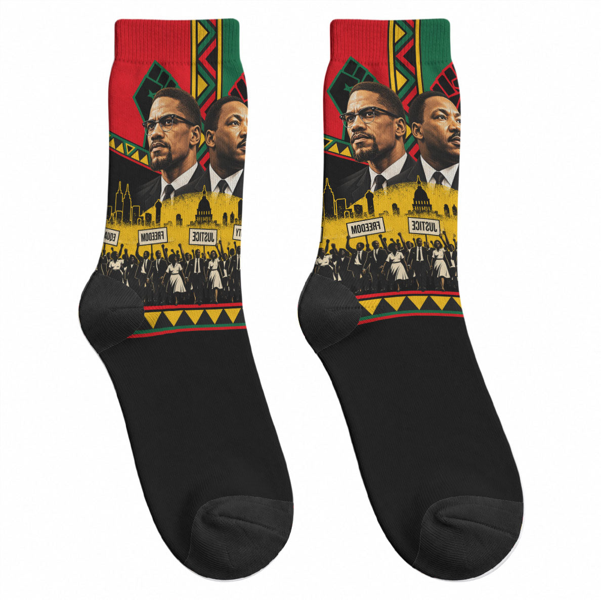Martin Luther King Jr And Malcolm X Crew Socks Civil Rights Leaders - Black History Equality Freedom March