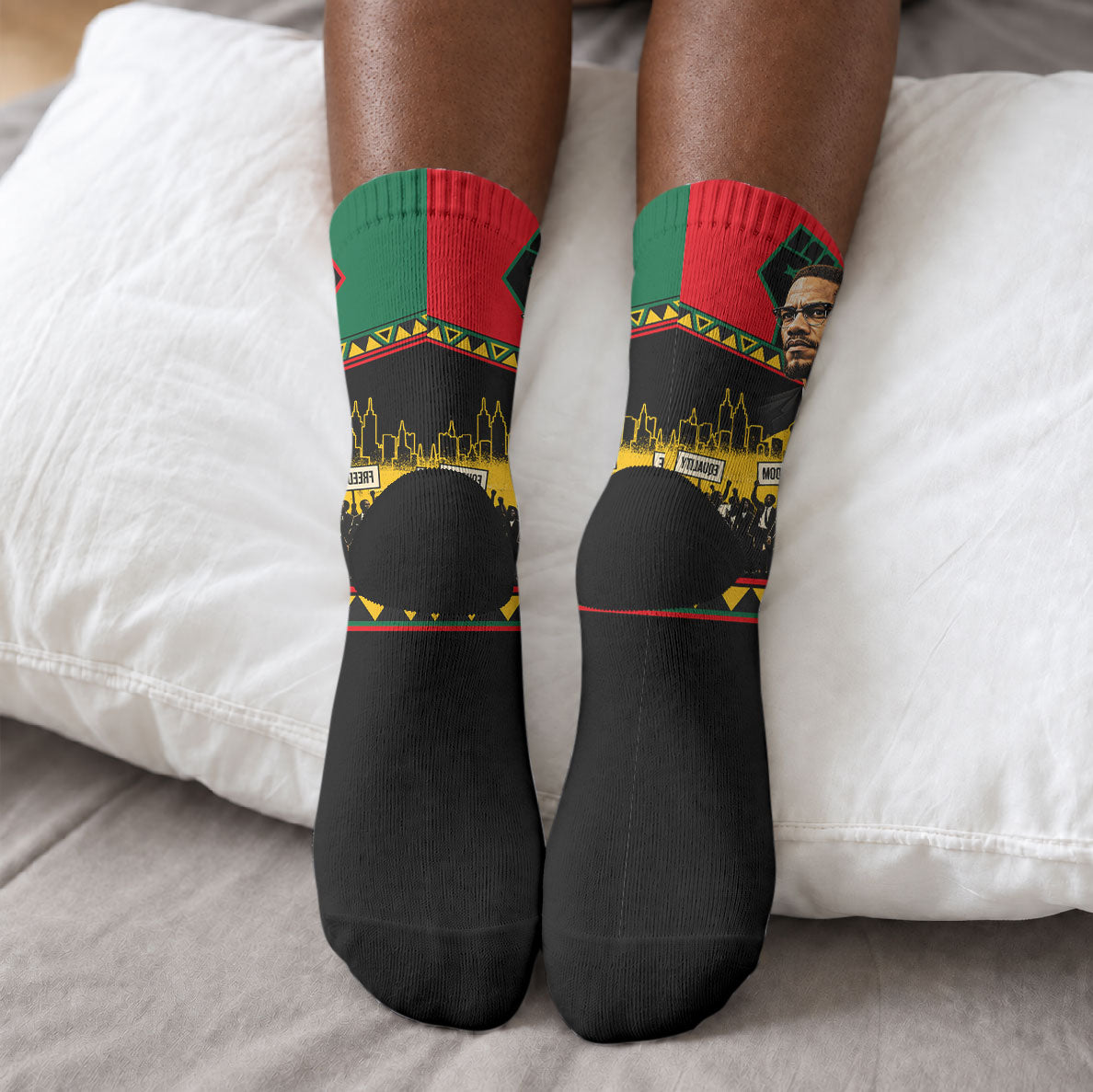 Martin Luther King Jr And Malcolm X Crew Socks Civil Rights Leaders - Black History Equality Freedom March