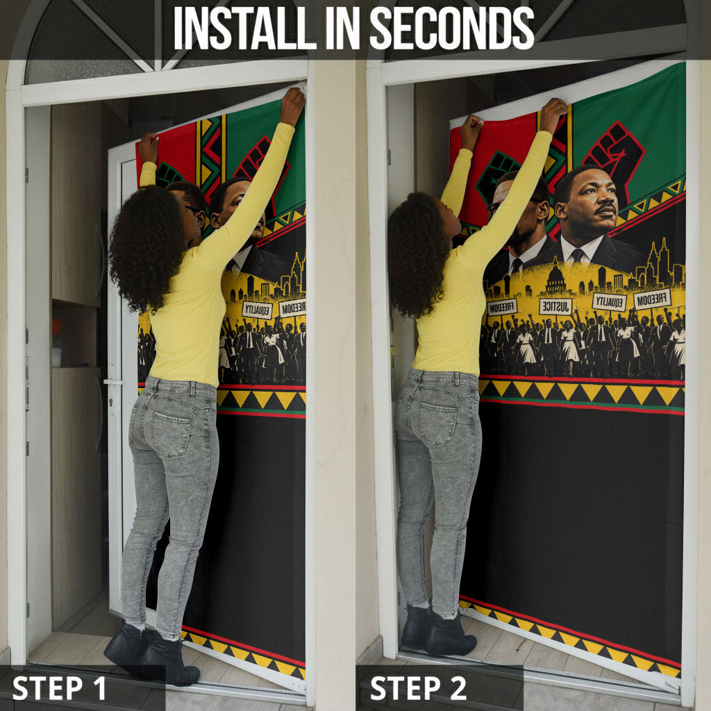 Martin Luther King Jr And Malcolm X Door Cover Civil Rights Leaders - Black History Equality Freedom March