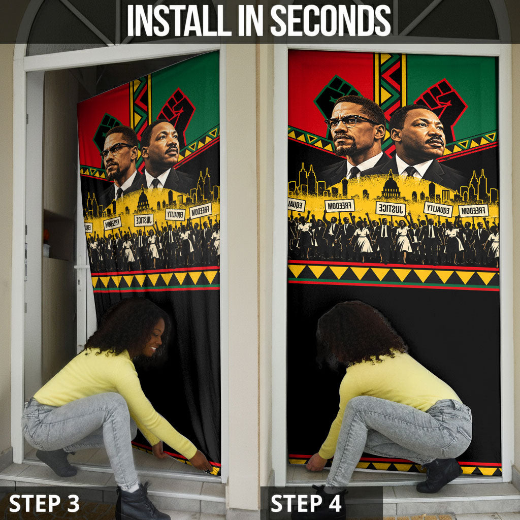Martin Luther King Jr And Malcolm X Door Cover Civil Rights Leaders - Black History Equality Freedom March