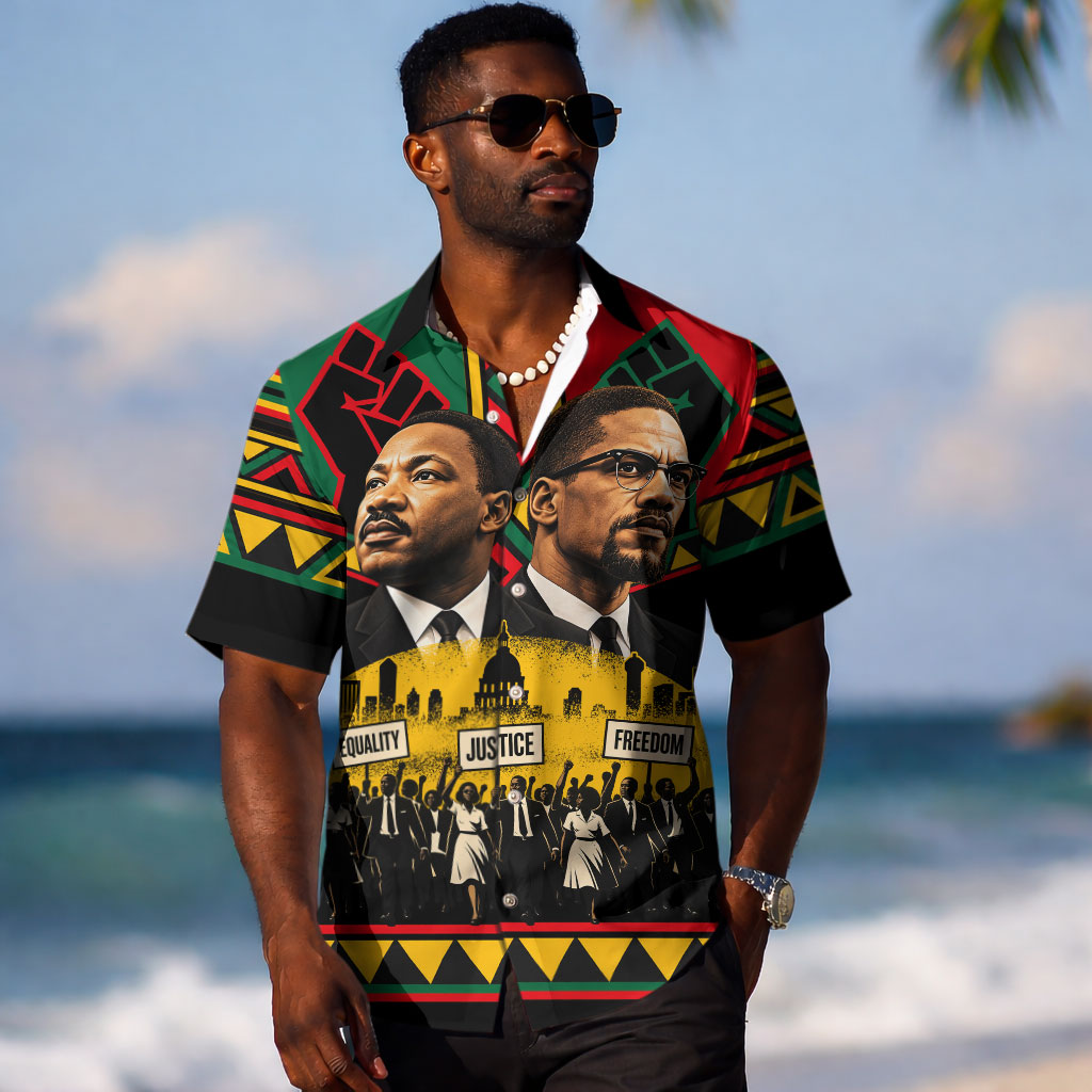 Martin Luther King Jr And Malcolm X Hawaiian Shirt Civil Rights Leaders - Black History Equality Freedom March