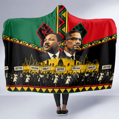 Martin Luther King Jr And Malcolm X Hooded Blanket Civil Rights Leaders - Black History Equality Freedom March