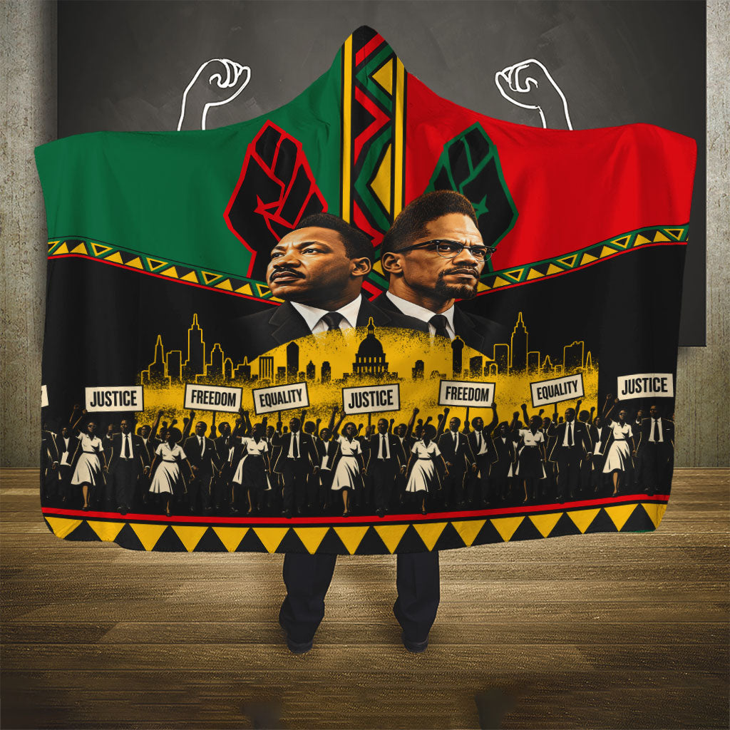 Martin Luther King Jr And Malcolm X Hooded Blanket Civil Rights Leaders - Black History Equality Freedom March