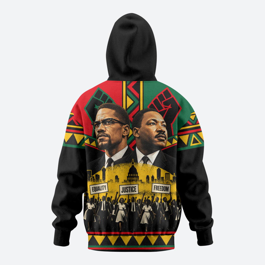 Martin Luther King Jr And Malcolm X Hoodie Civil Rights Leaders - Black History Equality Freedom March