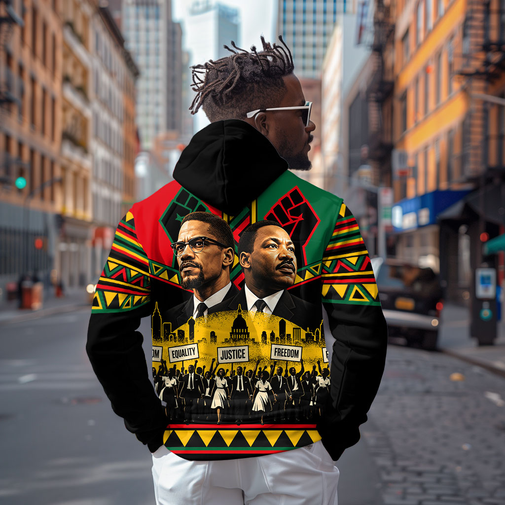 Martin Luther King Jr And Malcolm X Hoodie Civil Rights Leaders - Black History Equality Freedom March
