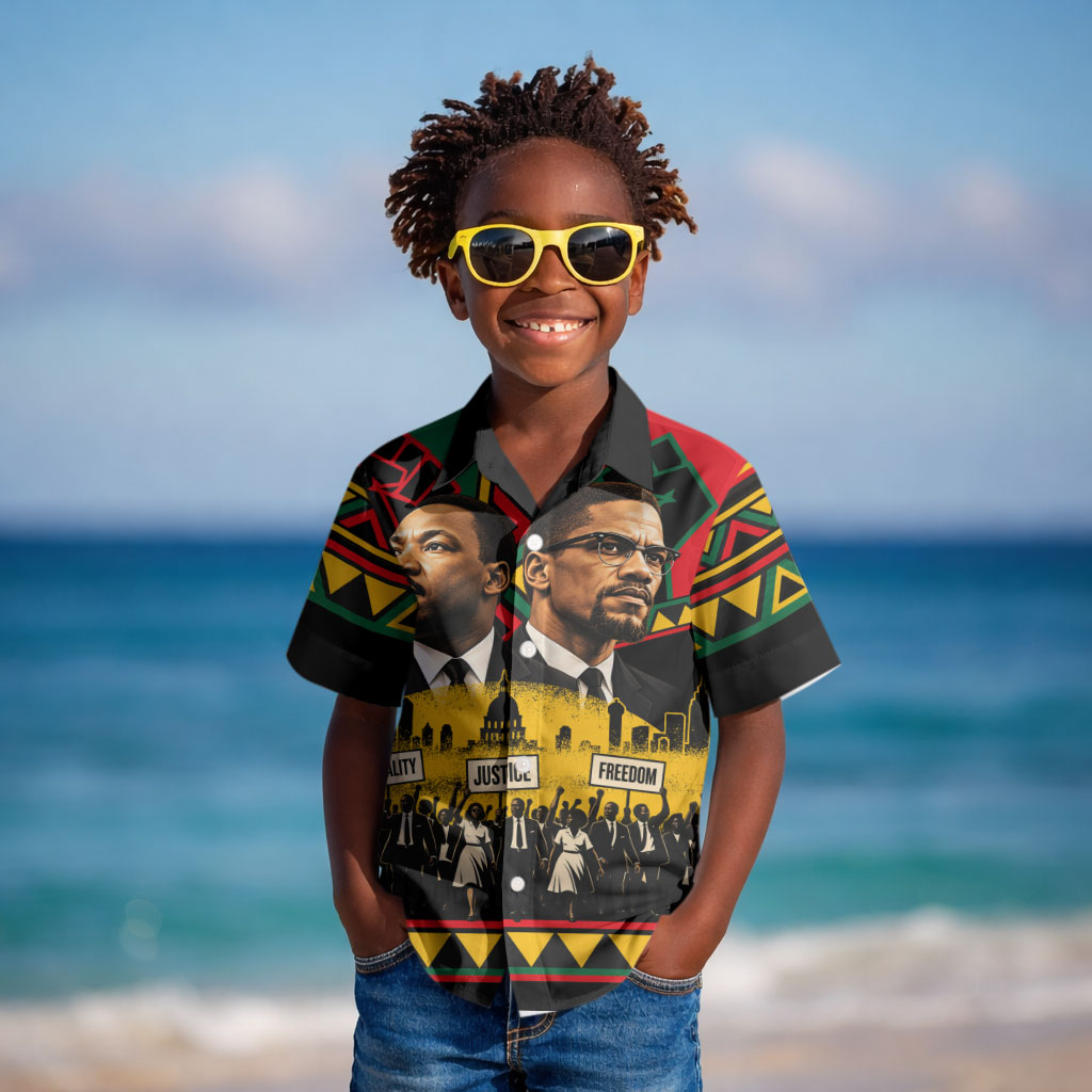 Martin Luther King Jr And Malcolm X Kid Hawaiian Shirt Civil Rights Leaders - Black History Equality Freedom March