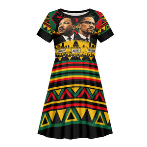 Martin Luther King Jr And Malcolm X Kid Short Sleeve Dress Civil Rights Leaders - Black History Equality Freedom March
