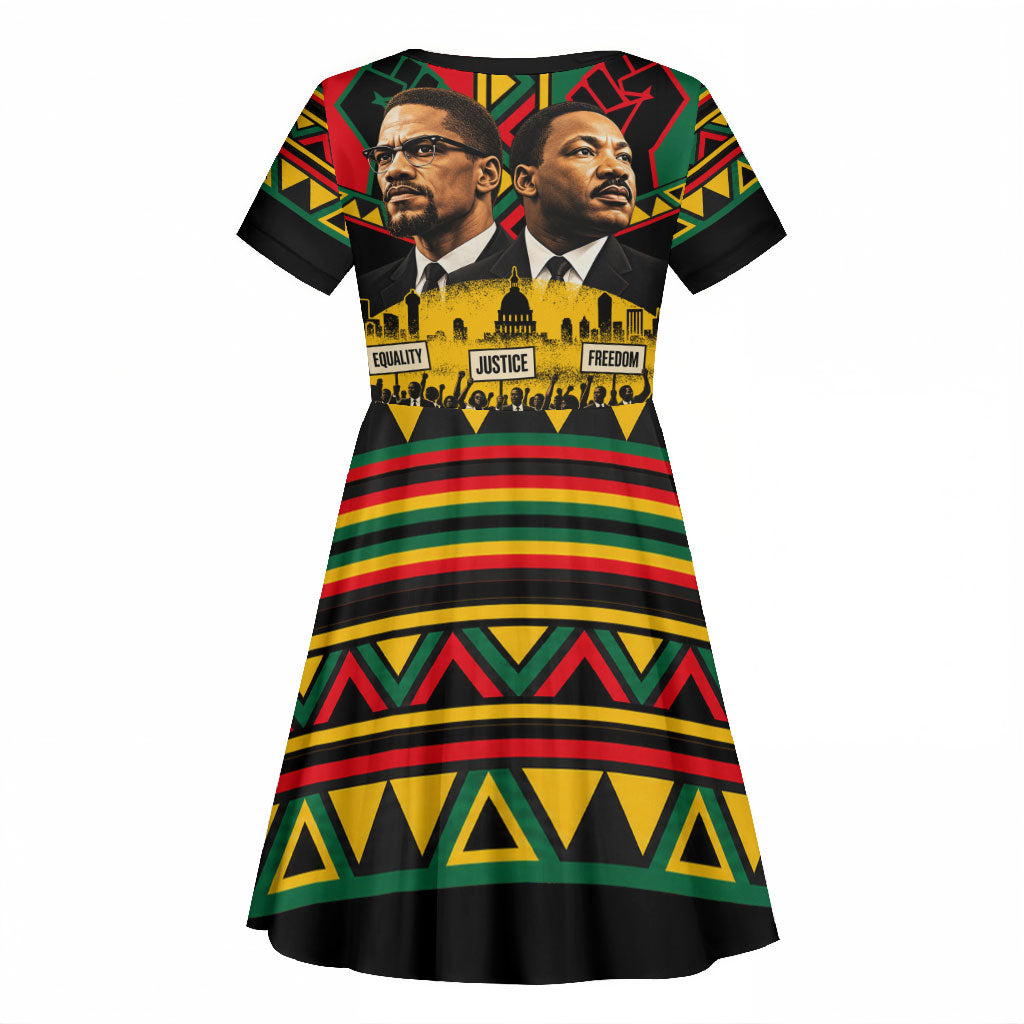 Martin Luther King Jr And Malcolm X Kid Short Sleeve Dress Civil Rights Leaders - Black History Equality Freedom March