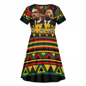 Martin Luther King Jr And Malcolm X Kid Short Sleeve Dress Civil Rights Leaders - Black History Equality Freedom March