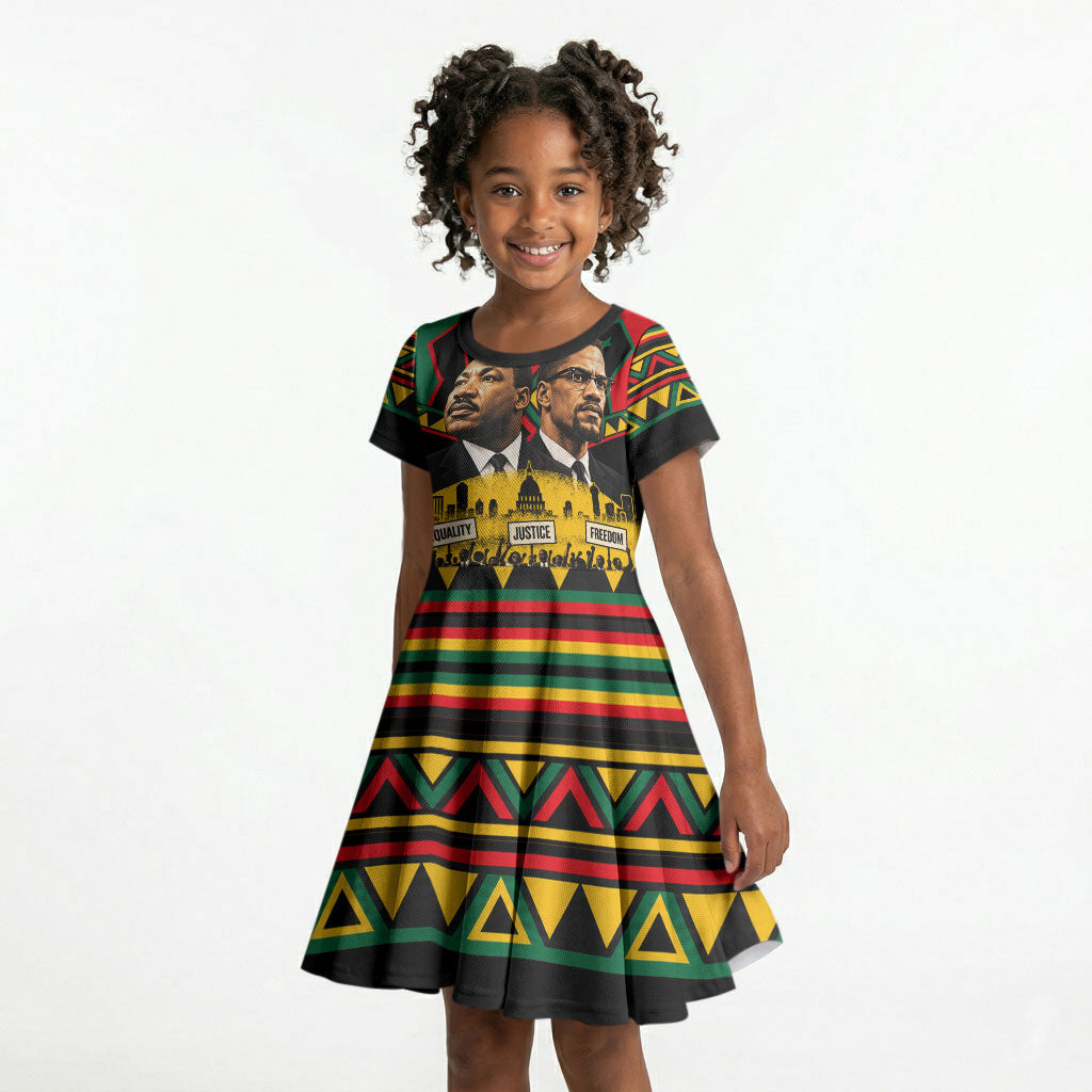 Martin Luther King Jr And Malcolm X Kid Short Sleeve Dress Civil Rights Leaders - Black History Equality Freedom March