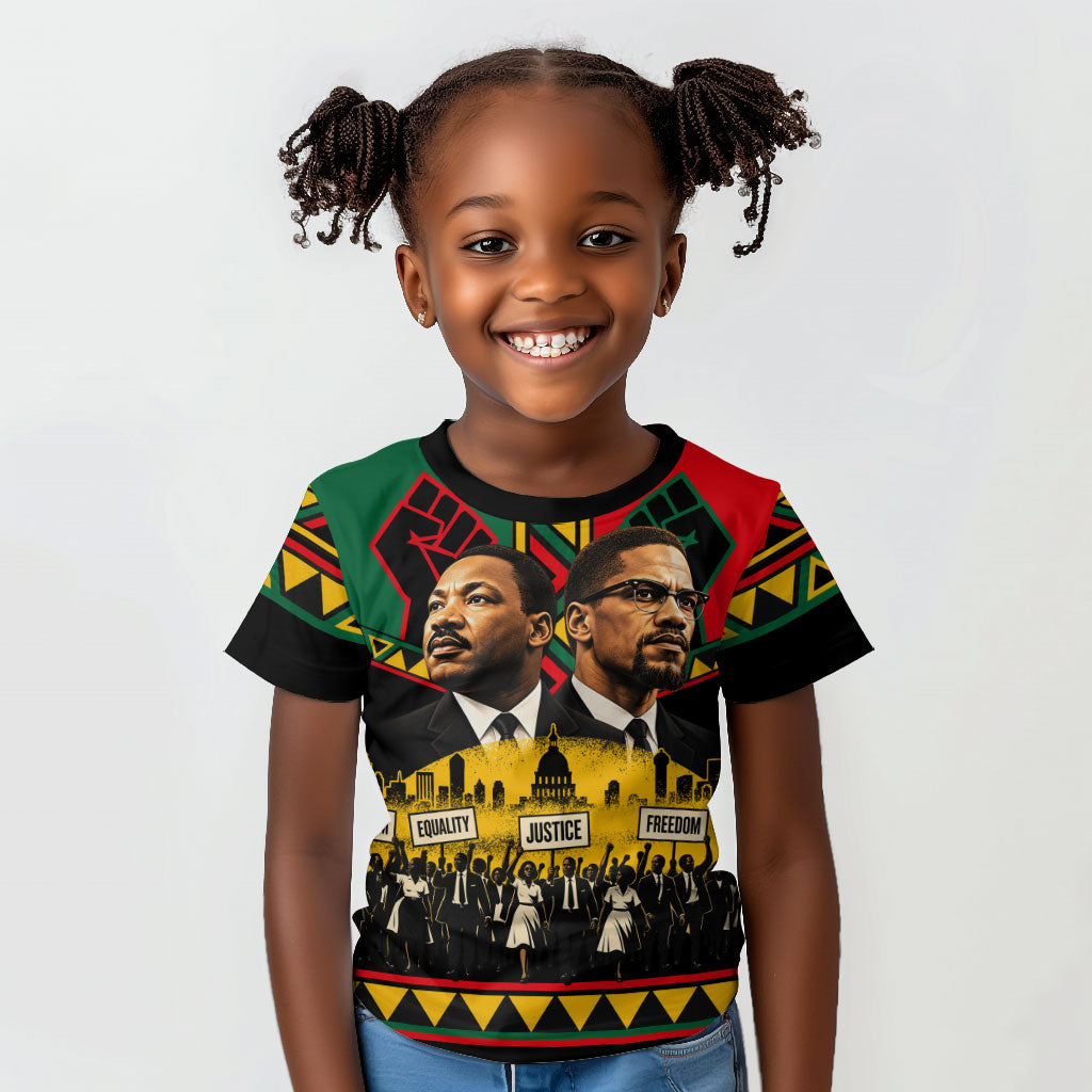 Martin Luther King Jr And Malcolm X Kid T shirt Civil Rights Leaders - Black History Equality Freedom March