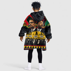 Martin Luther King Jr And Malcolm X Kid Wearable Blanket Hoodie Civil Rights Leaders - Black History Equality Freedom March
