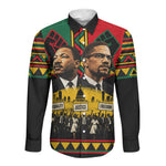 Martin Luther King Jr And Malcolm X Long Sleeve Button Shirt Civil Rights Leaders - Black History Equality Freedom March
