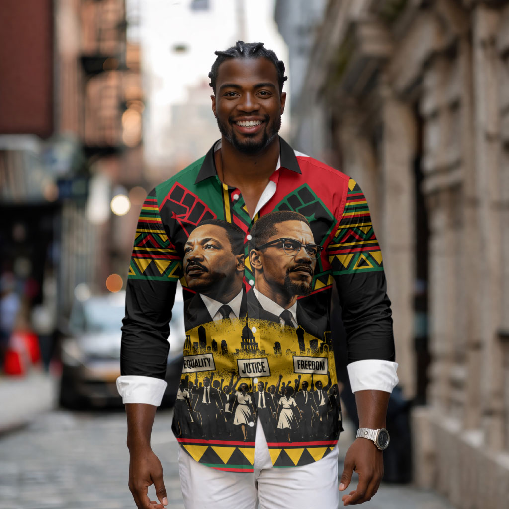 Martin Luther King Jr And Malcolm X Long Sleeve Button Shirt Civil ...